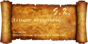 Izinger Krisztofer névjegykártya